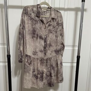 Elegant Tie-Dye Button-Up Women's dress